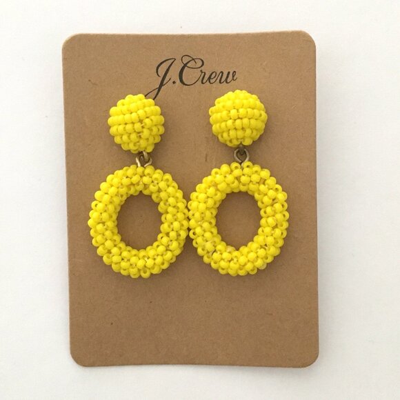 NEW! J. Crew YELLOW Bead Mini Drop Earrings - OS - Picture 3 of 4